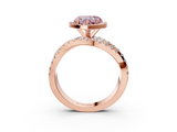 Rose gold Fancy Pink Heart  Cut Halo Split Shank Prong Setting Ring_64