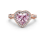 Rose gold Fancy Pink Heart Cut Halo Twist Band with Four-Prong Setting_12