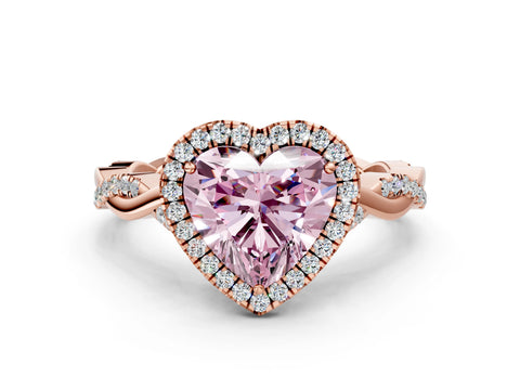 Rose gold Fancy Pink Heart Cut Halo Twist Band with Four-Prong Setting_12