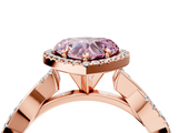 Rose gold Fancy Pink Heart  Cut Halo Twisted Band Four-Prong Ring_25