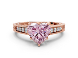 Rose gold Fancy Pink Heart  Cut Milgrain Channel Set Engagement Ring with Solitaire Prong Setting_48