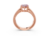 Rose gold Fancy Pink Heart  Cut Milgrain Channel Set Engagement Ring with Solitaire Prong Setting_51
