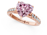 Rose gold Fancy Pink Heart  Cut Pavé Band Solitaire Ring with Four-Prong Setting_26