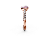 Rose gold Fancy Pink Heart  Cut Pavé Band Solitaire Ring with Four-Prong Setting_27