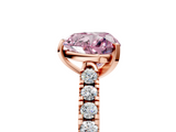 Rose gold Fancy Pink Heart  Cut Pavé Band Solitaire Ring with Four-Prong Setting_30