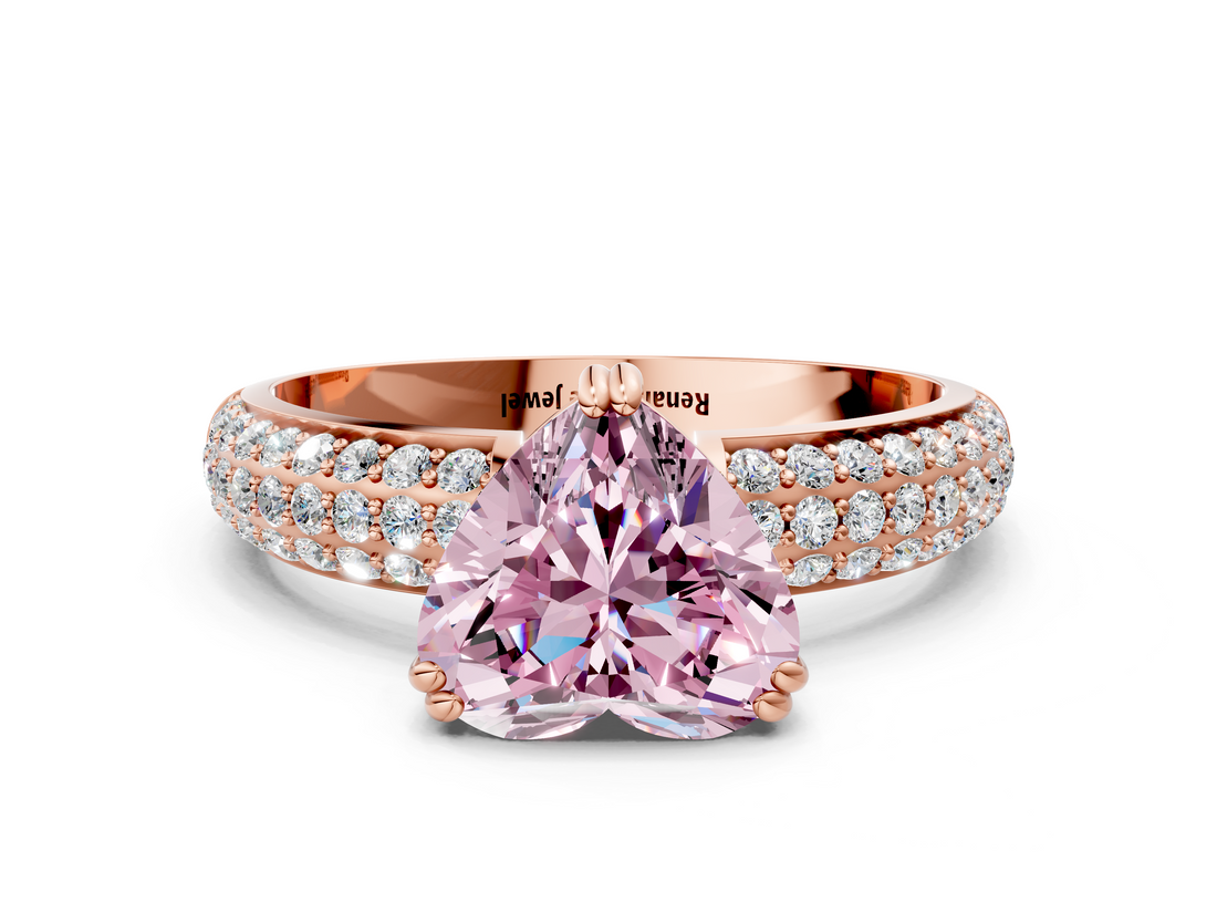 Rose gold Fancy Pink Heart  Cut Pave Diamond Engagement Ring with Channel Set Band and Four-Prong Setting_20