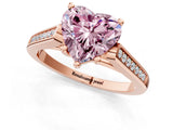 Rose gold Fancy Pink Heart Cut Solitaire Cathedral Diamond Engagement Ring with Channel-Set Band and Four-Prong Setting_4