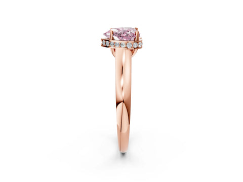 Rose gold Fancy Pink Heart Cut Solitaire Diamond Engagement Ring with Four-Prong Setting and Tapered Band_2