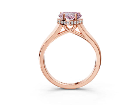 Rose gold Fancy Pink Heart Cut Solitaire Diamond Engagement Ring with Four-Prong Setting and Tapered Band_3