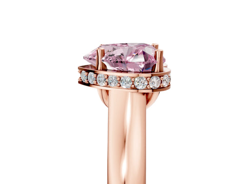 Rose gold Fancy Pink Heart Cut Solitaire Diamond Engagement Ring with Four-Prong Setting and Tapered Band_5