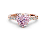Rose gold Fancy Pink Heart Cut Solitaire Diamond Engagement Ring with Pavé Band and Six-Prong Setting_12