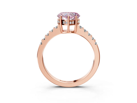 Rose gold Fancy Pink Heart Cut Solitaire Diamond Engagement Ring with Pavé Band and Six-Prong Setting_15