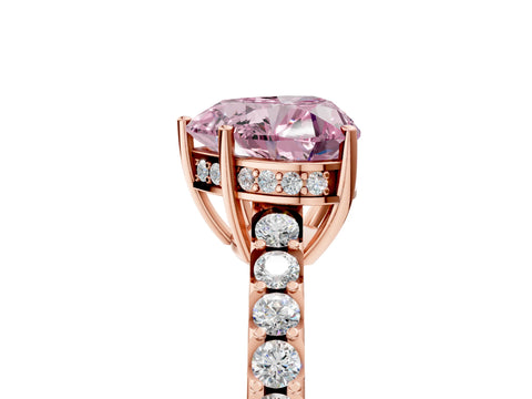 Rose gold Fancy Pink Heart Cut Solitaire Diamond Engagement Ring with Pavé Band and Six-Prong Setting_17
