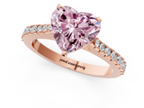 Rose gold Fancy Pink Heart  Cut Solitaire Diamond Engagement Ring with Pave Band and Four-Prong Setting_189