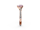 Rose gold Fancy Pink Heart  Cut Solitaire Diamond Engagement Ring with Pave Band and Four-Prong Setting_190