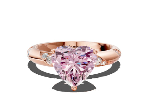 Rose gold Fancy Pink Heart Cut Solitaire Diamond Engagement Ring with Twisted Pave Band and Four-Prong Setting_3