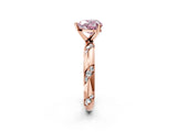 Rose gold Fancy Pink Heart Cut Solitaire Diamond Engagement Ring with Twisted Pave Band and Four-Prong Setting_5
