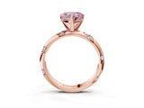 Rose gold Fancy Pink Heart Cut Solitaire Diamond Engagement Ring with Twisted Pave Band and Four-Prong Setting_6