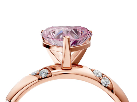 Rose gold Fancy Pink Heart Cut Solitaire Diamond Engagement Ring with Twisted Pave Band and Four-Prong Setting_7