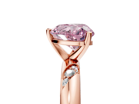 Rose gold Fancy Pink Heart Cut Solitaire Diamond Engagement Ring with Twisted Pave Band and Four-Prong Setting_8