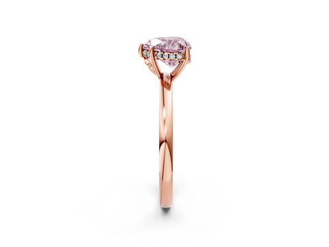 Rose gold Fancy Pink Heart Cut Solitaire Diamond Ring with Prong Setting and Plain Band_2