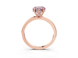 Rose gold Fancy Pink Heart Cut Solitaire Diamond Ring with Prong Setting and Plain Band_3