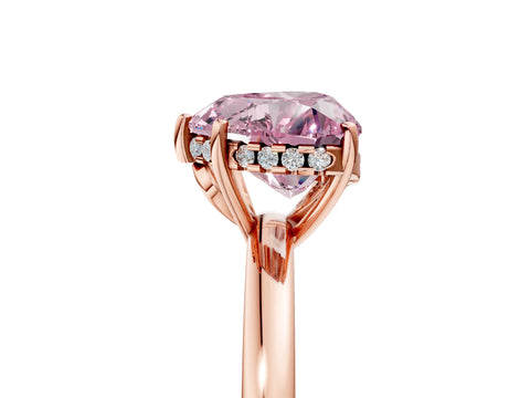 Rose gold Fancy Pink Heart Cut Solitaire Diamond Ring with Prong Setting and Plain Band_5