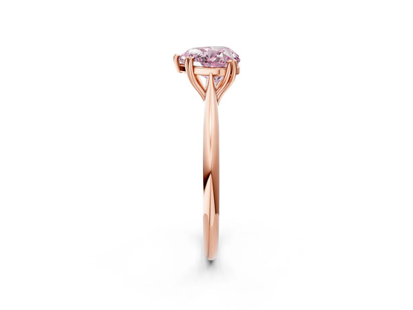 Rose gold Fancy Pink Heart Cut Solitaire Diamond Ring with Six-Prong Setting and Classic Band