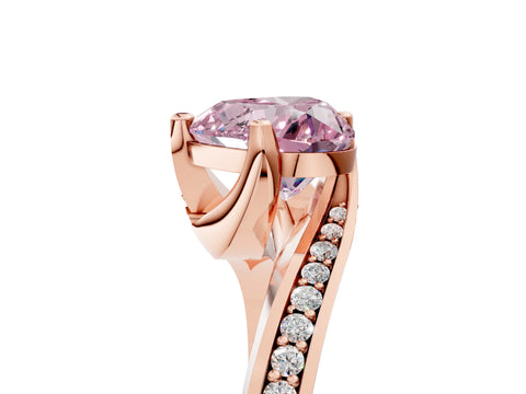 Rose gold Fancy Pink Heart Cut Solitaire Diamond Twist Band with Pavé Setting and Four-Prong Setting_5