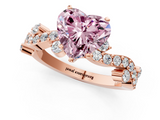 Rose gold Fancy Pink Heart  Cut Solitaire Diamond Twisted Band with Pave Setting_29