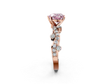 Rose gold Fancy Pink Heart  Cut Solitaire Diamond Twisted Band with Pave Setting_30