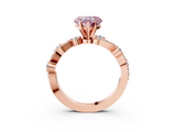 Rose gold Fancy Pink Heart  Cut Solitaire Diamond Twisted Band with Pave Setting_31