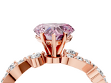Rose gold Fancy Pink Heart  Cut Solitaire Diamond Twisted Band with Pave Setting_32