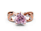 Rose gold Fancy Pink Heart  Cut Solitaire Diamond with Side Stones on Criss-Cross Band and Four-Prong Setting_3