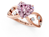Rose gold Fancy Pink Heart  Cut Solitaire Diamond with Side Stones on Criss-Cross Band and Four-Prong Setting_4