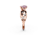 Rose gold Fancy Pink Heart  Cut Solitaire Diamond with Side Stones on Criss-Cross Band and Four-Prong Setting_5