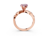 Rose gold Fancy Pink Heart  Cut Solitaire Diamond with Side Stones on Criss-Cross Band and Four-Prong Setting_6