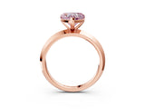 Rose gold Fancy Pink Heart  Cut Solitaire Engagement Ring with Flat Band and Four-Prong Setting 3