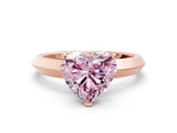 Rose gold Fancy Pink Heart  Cut Solitaire Engagement Ring with Flat Band and Four-Prong Setting
