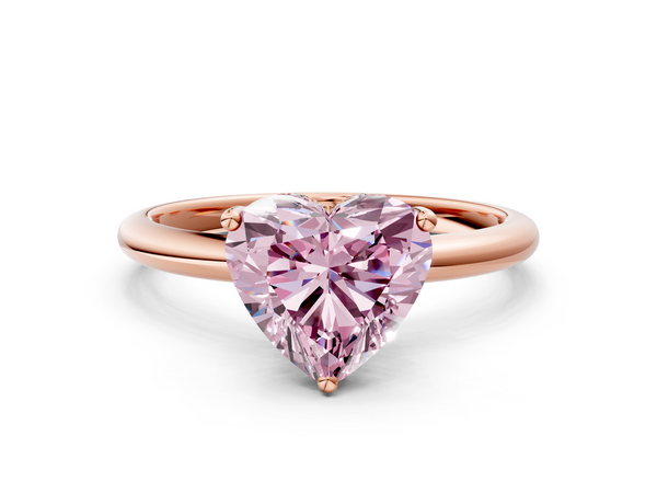 Rose gold Fancy Pink Heart  Cut Solitaire Engagement Ring with Four-Prong Setting and Classic Band