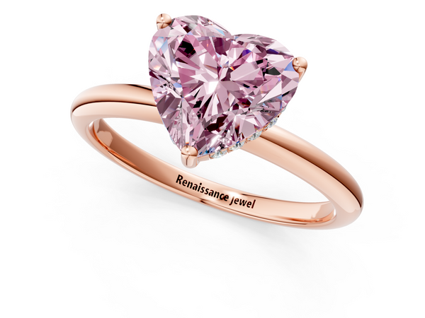 Rose gold Fancy Pink Heart  Cut Solitaire Engagement Ring with Four-Prong Setting and Classic Band