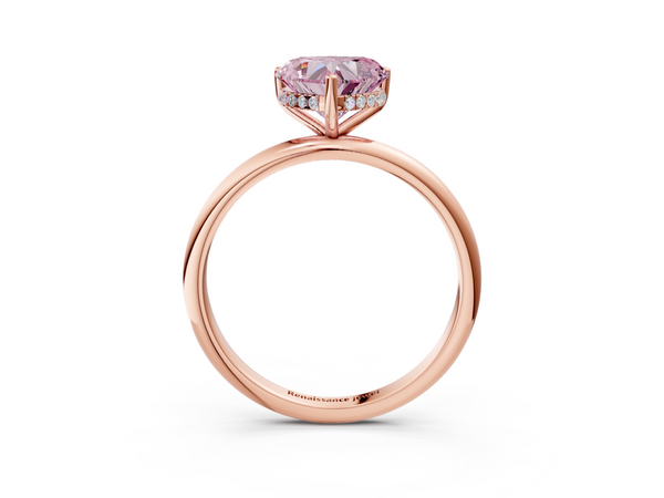 Rose gold Fancy Pink Heart  Cut Solitaire Engagement Ring with Four-Prong Setting and Classic Band