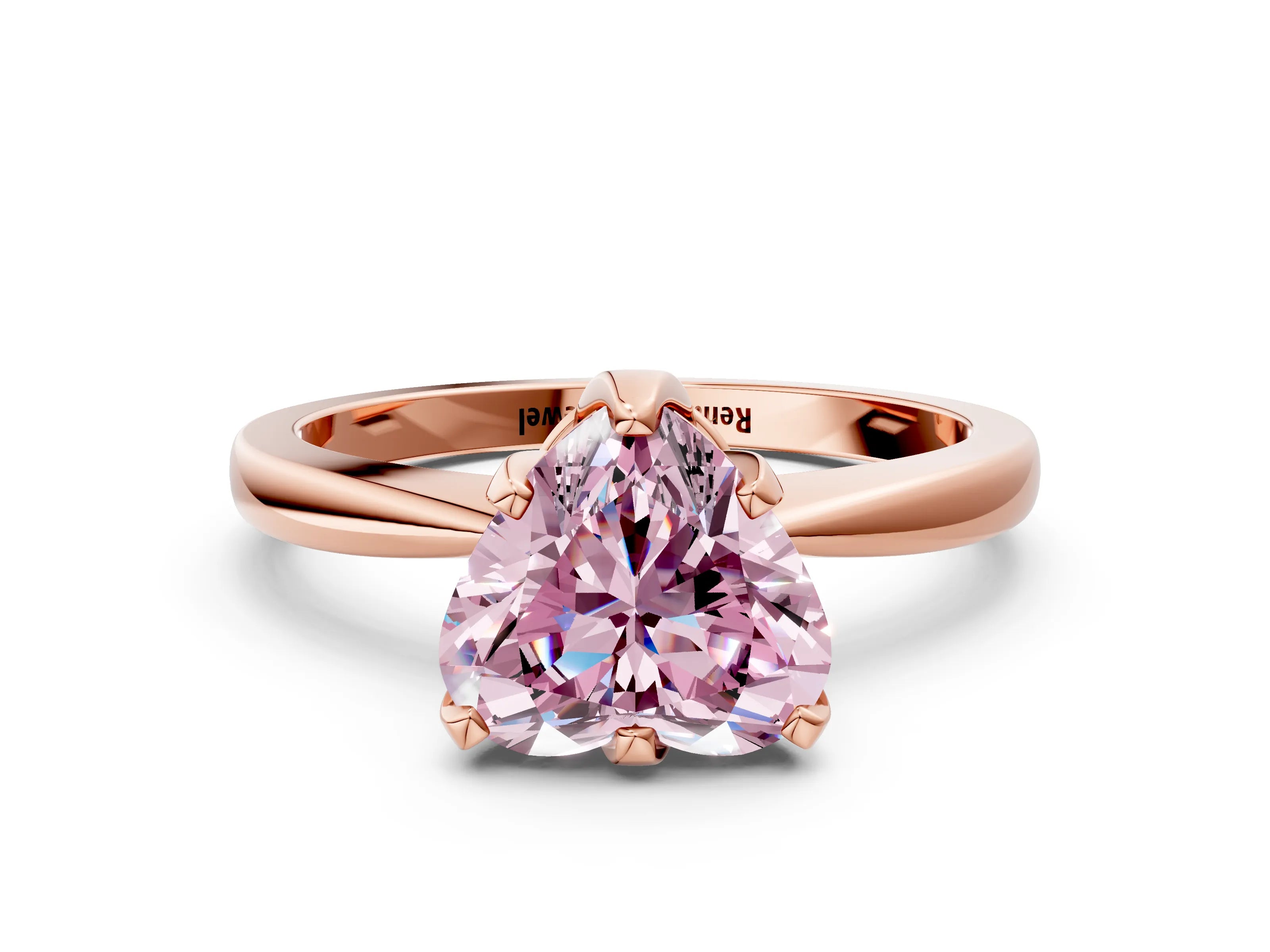 Rose gold Fancy Pink Heart Cut Solitaire Engagement Ring with Six-Prong Setting and Tapered Band