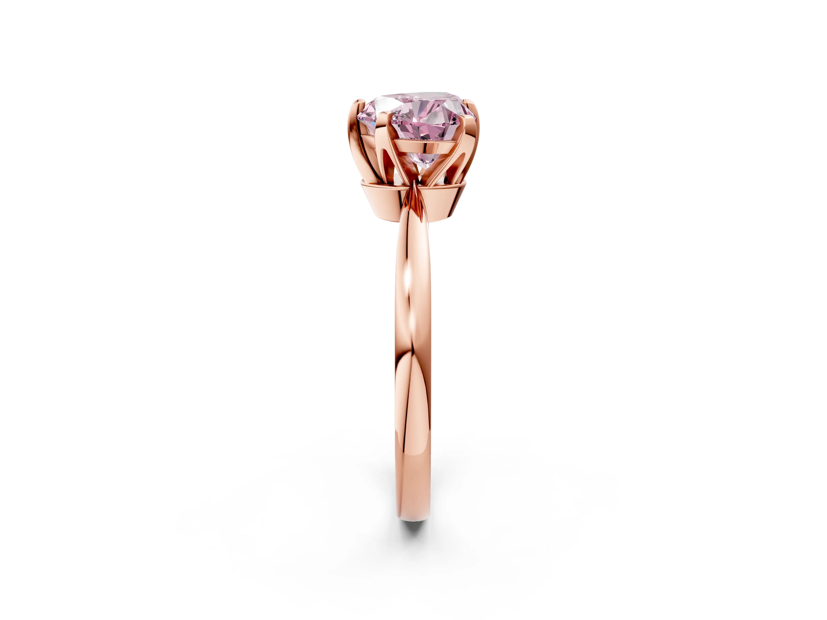Rose gold Fancy Pink Heart Cut Solitaire Engagement Ring with Six-Prong Setting and Tapered Band_2