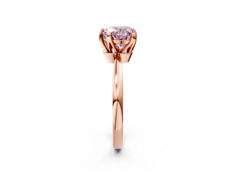 Rose gold Fancy Pink Heart Cut Solitaire Engagement Ring with Six-Prong Setting and Tapered Band_2