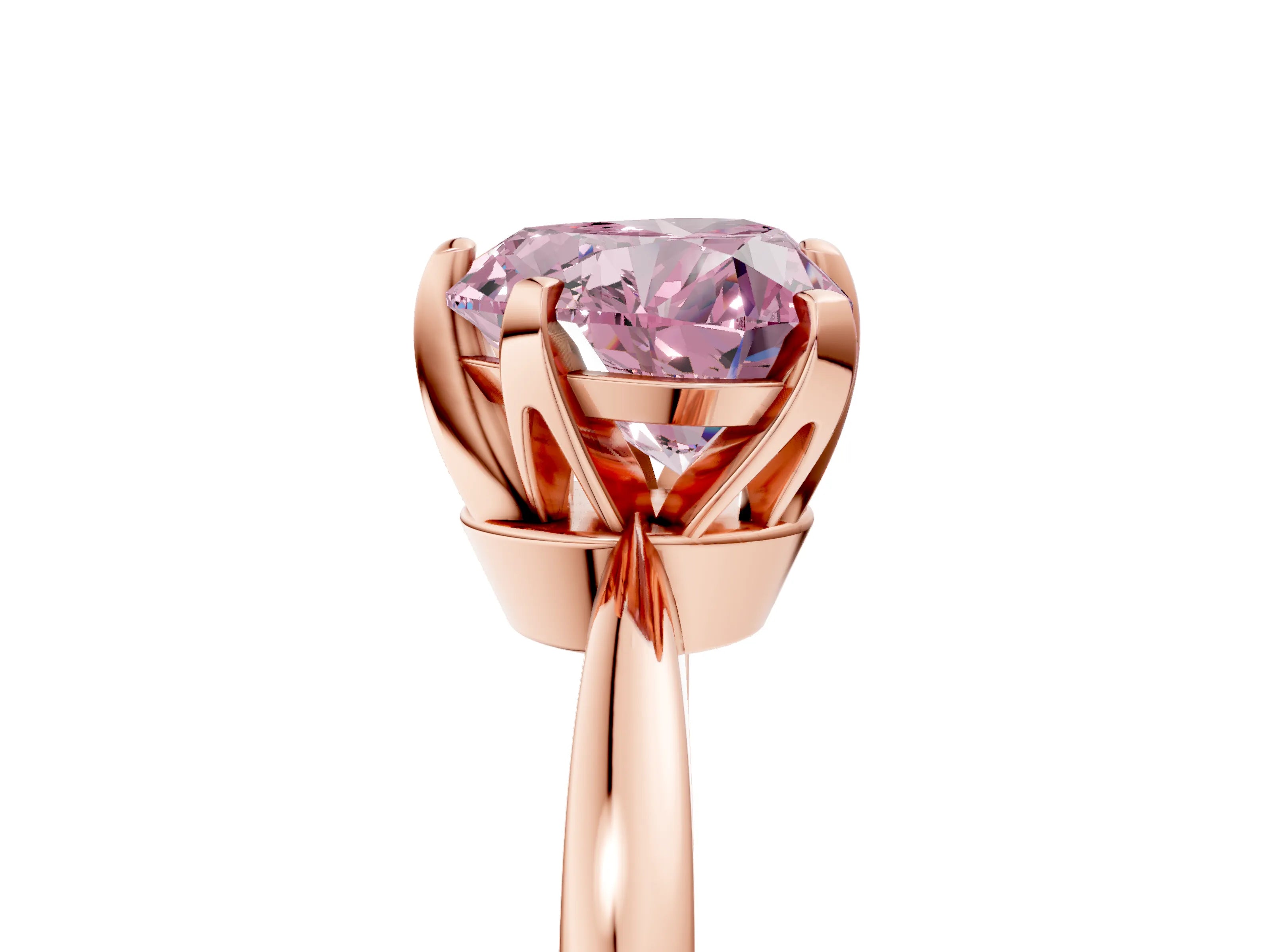 Rose gold Fancy Pink Heart Cut Solitaire Engagement Ring with Six-Prong Setting and Tapered Band_5