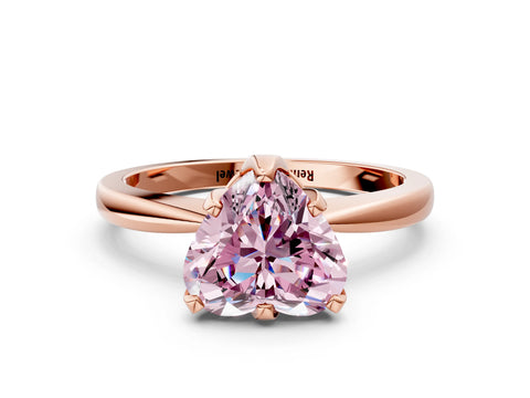 Rose gold Fancy Pink Heart Cut Solitaire Engagement Ring with Six-Prong Setting and Tapered Band