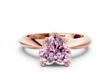 Rose gold Fancy Pink Heart  Cut Solitaire Engagement Ring with Tapered Band and Four-Prong Setting 1