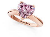 Rose gold Fancy Pink Heart  Cut Solitaire Engagement Ring with Tapered Band and Four-Prong Setting 2