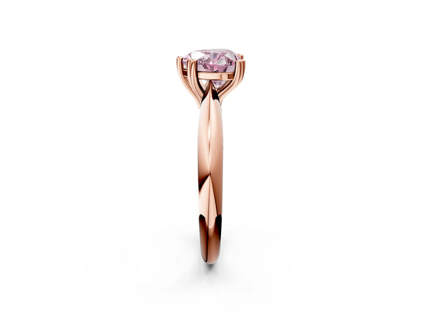 Rose gold Fancy Pink Heart  Cut Solitaire Engagement Ring with Tapered Band and Four-Prong Setting